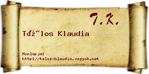 Tálos Klaudia névjegykártya