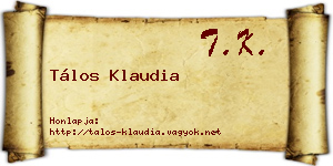 Tálos Klaudia névjegykártya