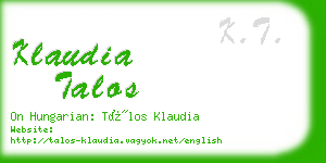 klaudia talos business card